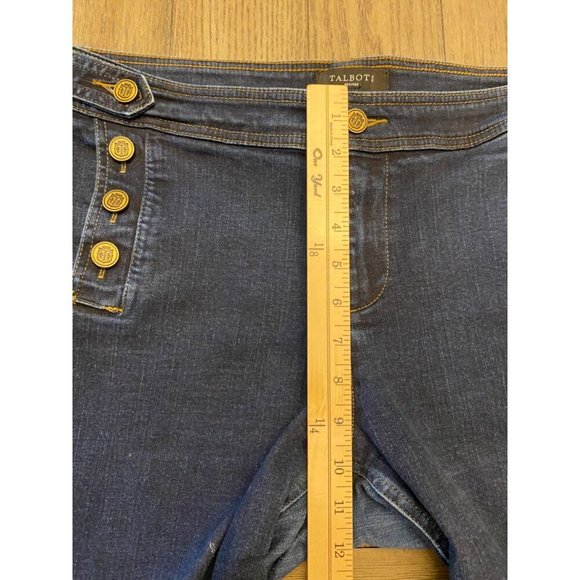 Talbots Petites 16P Blue Jeans Button-Accent Cropped Straight Jeans - Picture 10 of 16